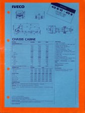 IVECO GAMME DAILY / CHASSIS CABINE 40-8 & 8-35 / FICHE TECHNIQUE de 1982