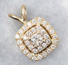 0.74ct Naturel Diamant Rond 14K Solide Jaune Or Anniversaire Mariage Pendentif