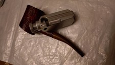 Vintage briquet à essence (Flamidor)avec pipe en bois,bon état.Petrol lighter.