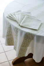 Nappe ronde 150cm + 6 serviettes en tissu damassé - Ensemble linge de table