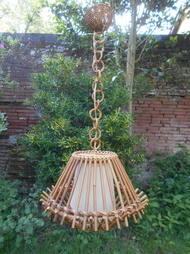Lustre suspension rotin bambou - suspension,