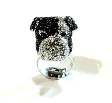 Bijou argent 925 bague chien détais cristaux de swarovski taille 58 réglable