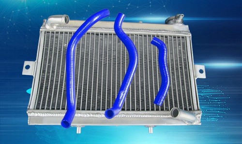 Aluminum radiator blue hose - aluminum, radiator+blue