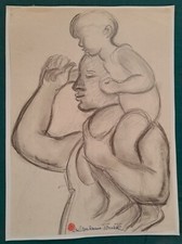 TOURTE Suzanne. [ Mère et enfant]. XXème-DESSIN