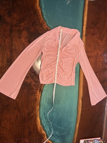 Pink ruched button collared - ruched,