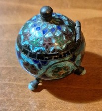 Boite A Pillule En Argent Massif Émaillé 