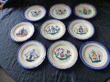 LOT DE 9 ASSIETTES DECORATIVE SUR LE THEME PERSONNAGE BRETAGNE ET NORMANDIE