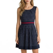 Robe bleu marine à pois, robe