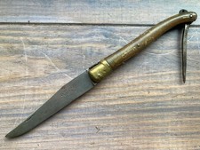 Ancien Couteau  LAGUIOLE POYET SIVET 13CM 2 PIECES CORNE  VINTAGE KNIFE MESSER