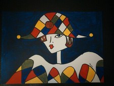 Peinture et encre l arlequin d'après Picasso
