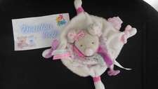 DOUDOU ET COMPAGNIE souris plat Pearly doux blanc rose attache tétine