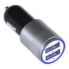 Chargeur allume-cigare 4.8A/24W Voiture pour tablette et Smartphone Argent