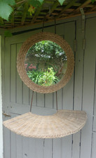 Matégot ? Louis Sognot ? Etagère Coiffeuse murale Rotin Fer .Forgé 1950 1960