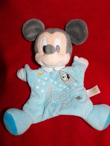 Doudou marionnette mickey - mickey, bleu