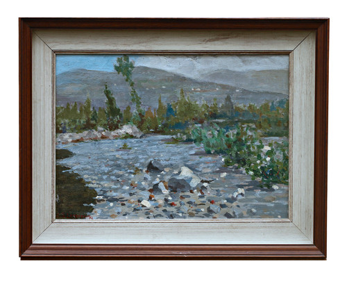 Tableau paysage avec rivière - tableau,