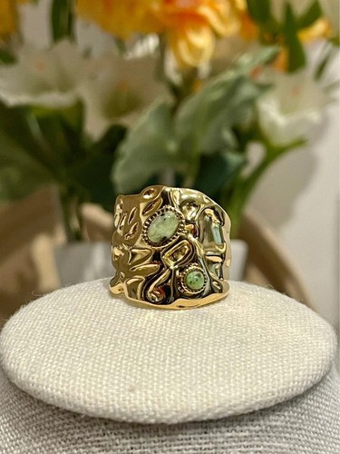 Bague large dorée femme