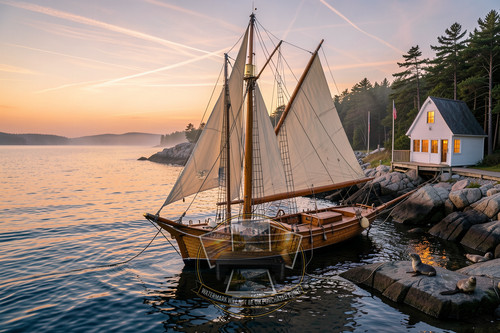Classic wooden sloop cream - wooden,