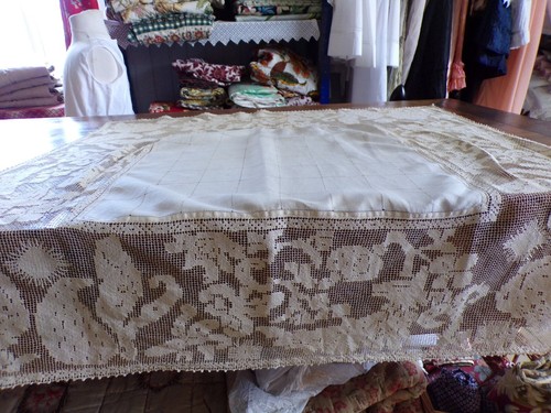 Dessus table ancien lin - dessus,