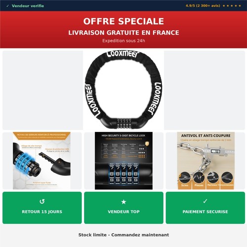 Antivol vélo chaîne cm - antivol,