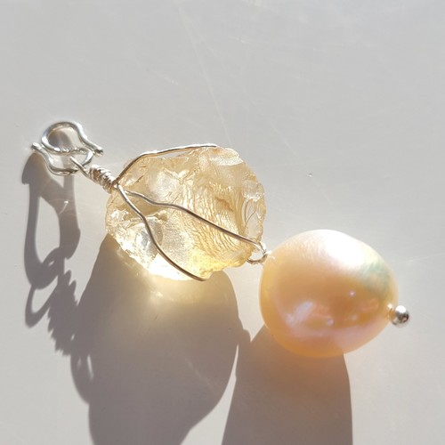 Pendentif argent perle - perle, de