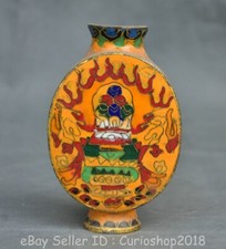 4.8" Old Chinese Copper Enamels Dynasty Palace Flower Bottle Vase Statue
