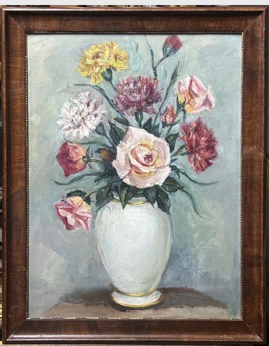 Antique oil painting - , bouquet