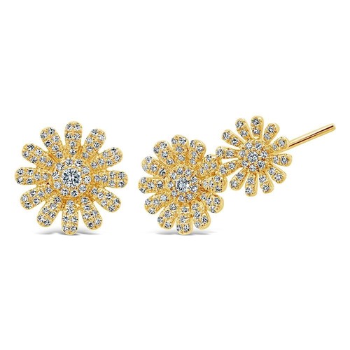 14k jaune diamant fleur - 14k,
