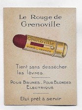PUBLICITE ROUGE DE GRENOVILLE * ROUGE A LEVRES OEILLET FANÉ * Carte parfumée ?