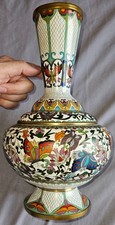 Vase en bronze cloisonné & émail polychrome  Fleurs et papillons  Chine Asie