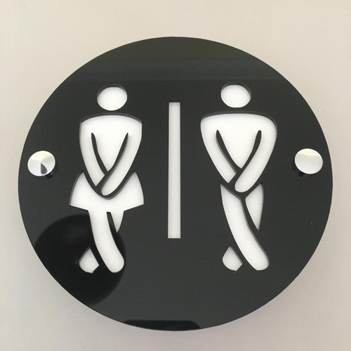 Crossed legged toilet sign - crossed,