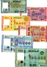 LOT SET SERIE 6 BILLETS Liban
