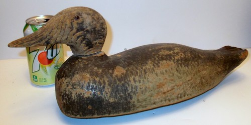 Antique wood carved duck decoy - antique,