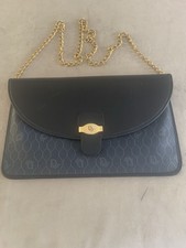 POCHETTE CUIR BLEU ET NOIR  " Christian Dior "