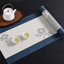 Chinois PVC Chemin de Table Floral Tissé Nappe Creux Sortie Ethnique Repas Pièce