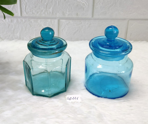 1930s bleu vintage verre jar - bleu,
