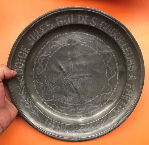 Ancien plat étain - ancien, en