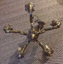 Lustre Louis XVI XIXe en bronze doré à 5 branches + 2 appliques assorties, super