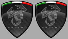 2 x ECUSSONS ABARTH FIAT 500 RACING ITALIE AUTOCOLLANT STICKER RACING  8cm AB069