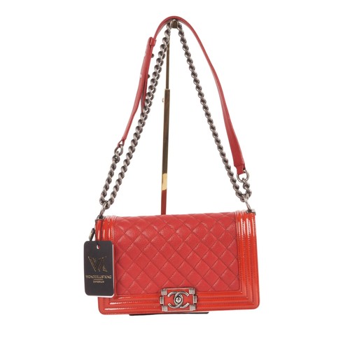 Chanel boy medium red - cuir, de