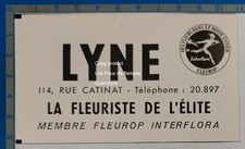 LYNE FLEURISTE DE L'ELITE INTERFLORA INDOCHINE SAIGON rare publicite 1951 