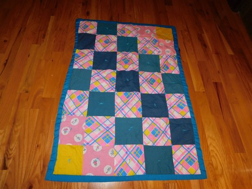 Pink plaid patchwork quilt - plaid,