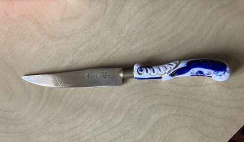 Couteau ancien faïence bleue