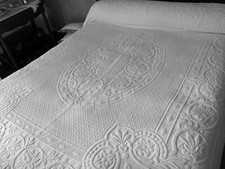 Linge Ancien Couvre Lit De Mariage Royal  Franges Pompons 1800/1900 Napoleon