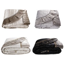 Couvre-Lit Kennedy Courtepointe Double Élégant Léger Satin Noir Beige