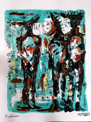 Peinture originale sur papier - sur,