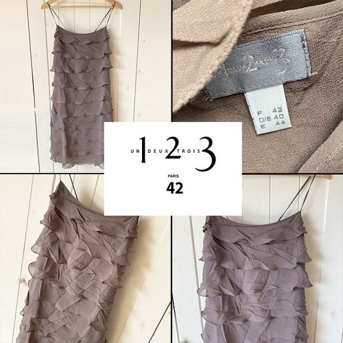 Robe soie volantée marron - en,