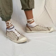 Pataugas / Jean Paul Gaultier - Ballerine a lacet Blanche et camel filet T 39