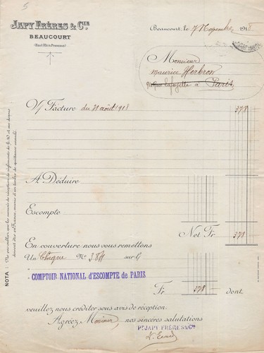 1918 japy freres beaucourt - freres,
