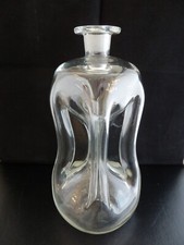 Ancienne Carafe à Whisky, Cognac, Verre soufflé Cristal Flacon de Forme Sablier