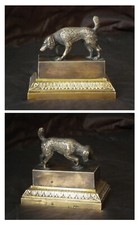 ENCRIER EN BRONZE CHIEN EPOQUE EMPIRE RESTAURATION OBJET DE VITRINE